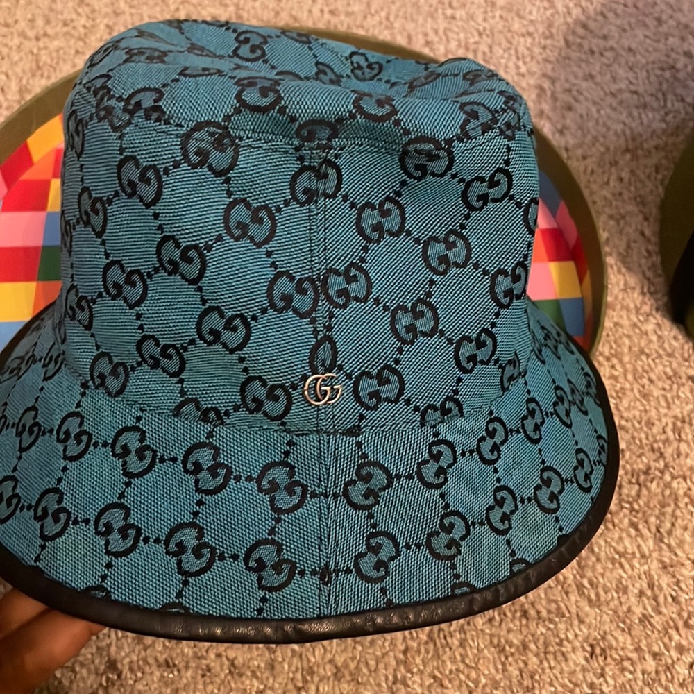 Blue monogram Gucci hat